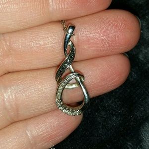 Diamonds White & Black with Silver Necklace